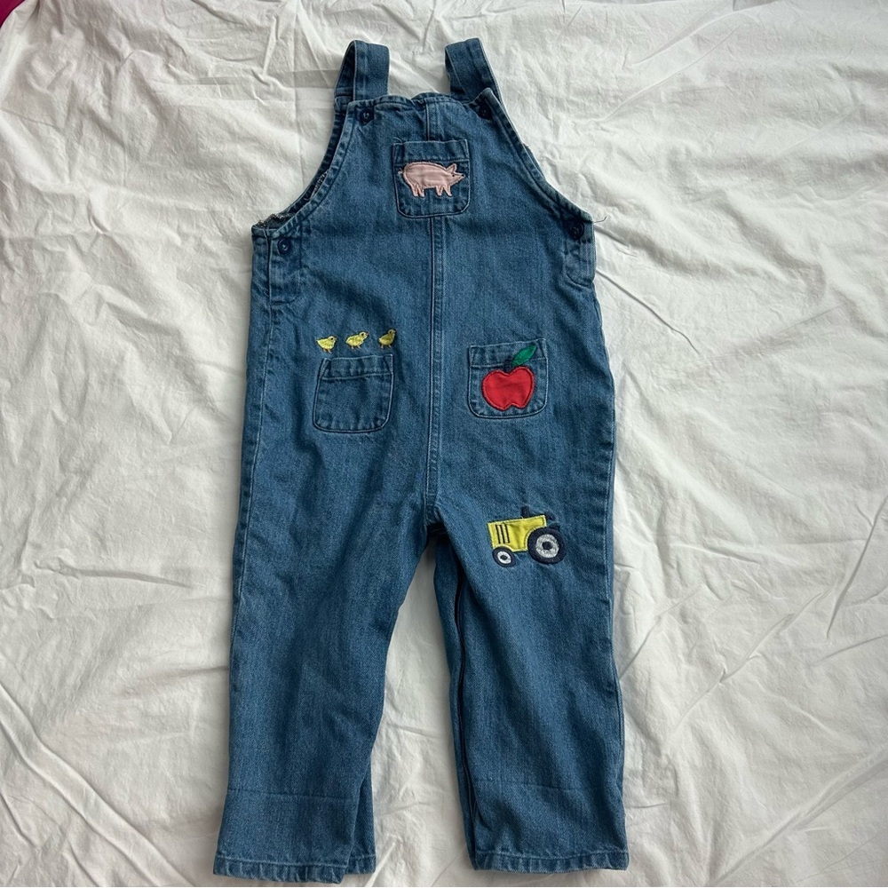 Baby Boden Embroidered Farm Animals Denim Dungarees- Month 18-24